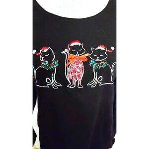 Karen Scott 3 pc lot Two Tops Vest Black Cats Red Bows Holiday Size M Cat Lady